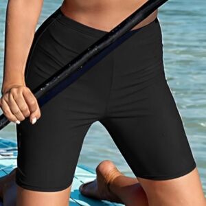 NWT WOMENS BLACK SWIM SHORTS UPF 50+ 7" INSEAM BIKER STYLE BOTTOMS ATTRACO NEW M